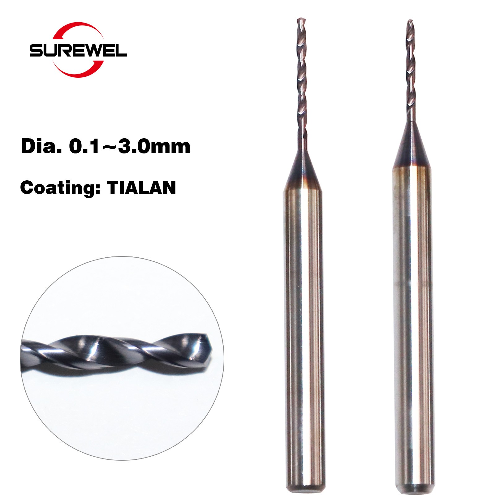 Micro Drill 0.1mm to 1.69mm Solid Carbide Min Bit CNC Machining Tool Precision