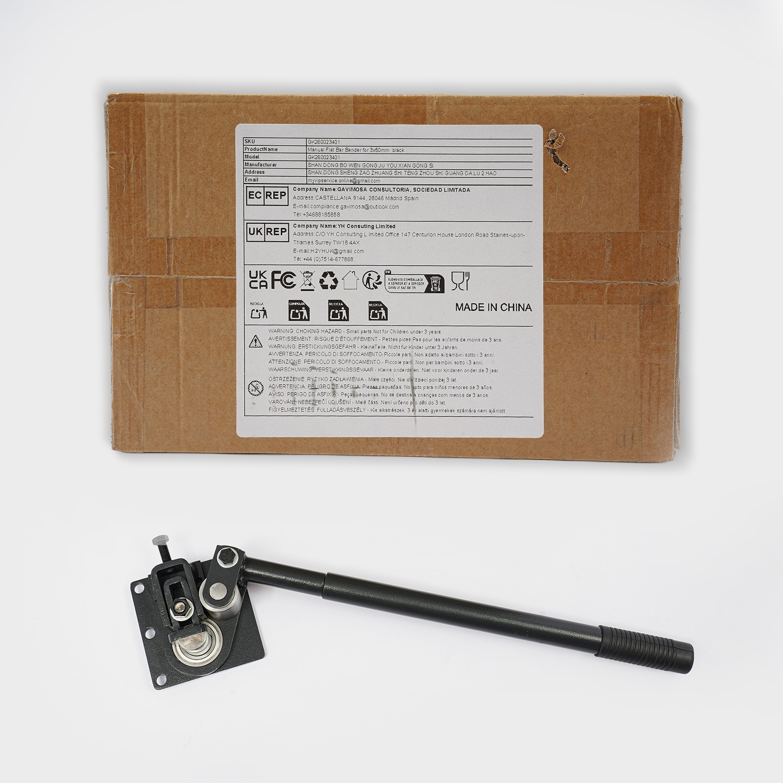 Professional Flat Bar Bending Tool,Black Metal Manual 90°Bending Machine 0–3mm