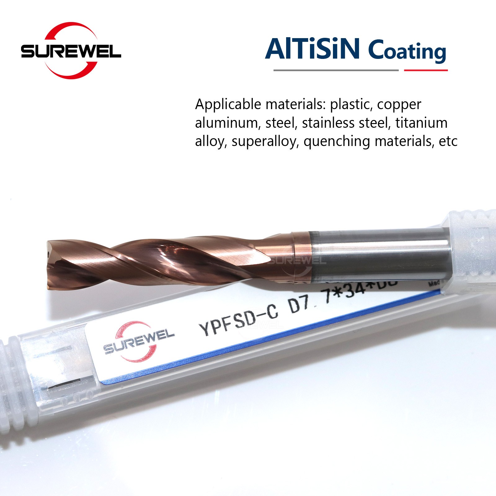 Coolant Hole Coated Solid Flat Bottom Drill 3mm-14mm Twist whit Stainless steel