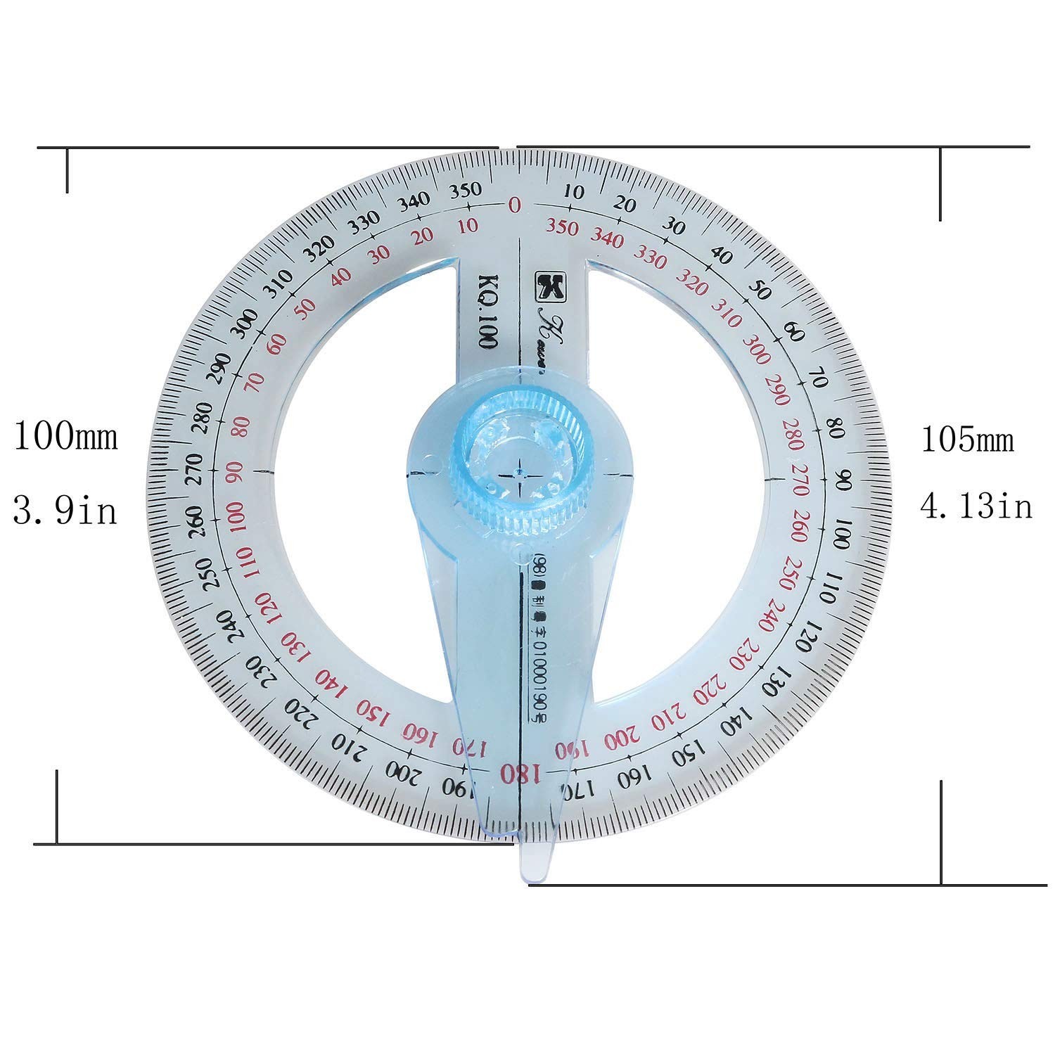 Swing Arm Protractor Plastic 4Inch 360 Degree Protractor with Swing arm