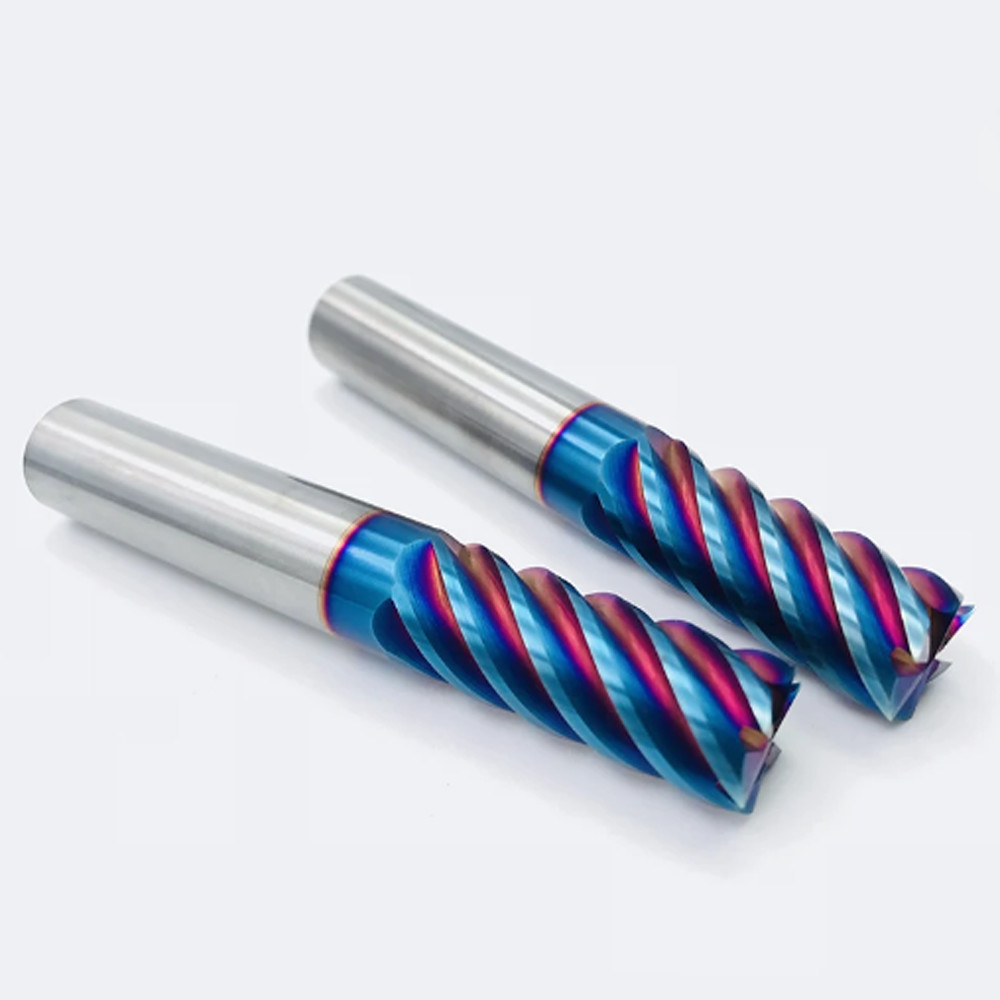 6/8/10/12mm 6 Flute Carbide End Mill CNC Milling Cutter HRC68 Nano Blue Coating