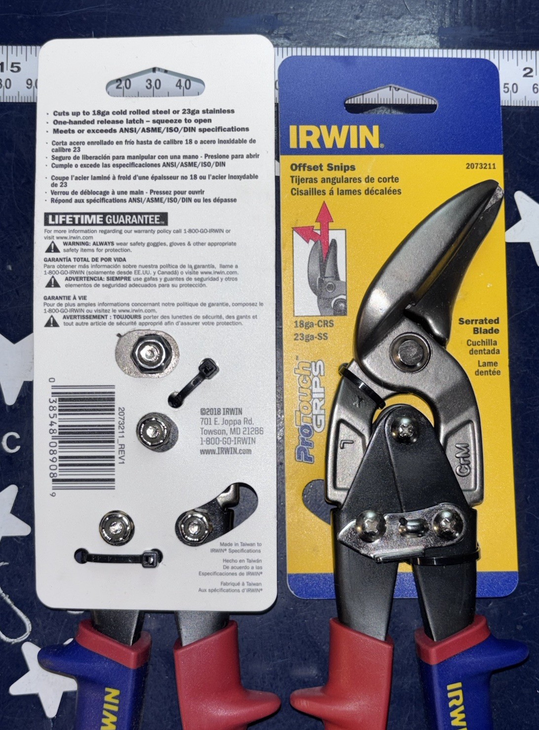2 Packs IRWIN Offset Snip CUTS UP TO 18g STEEL or 23g Stainless 2073211 TWO PCS
