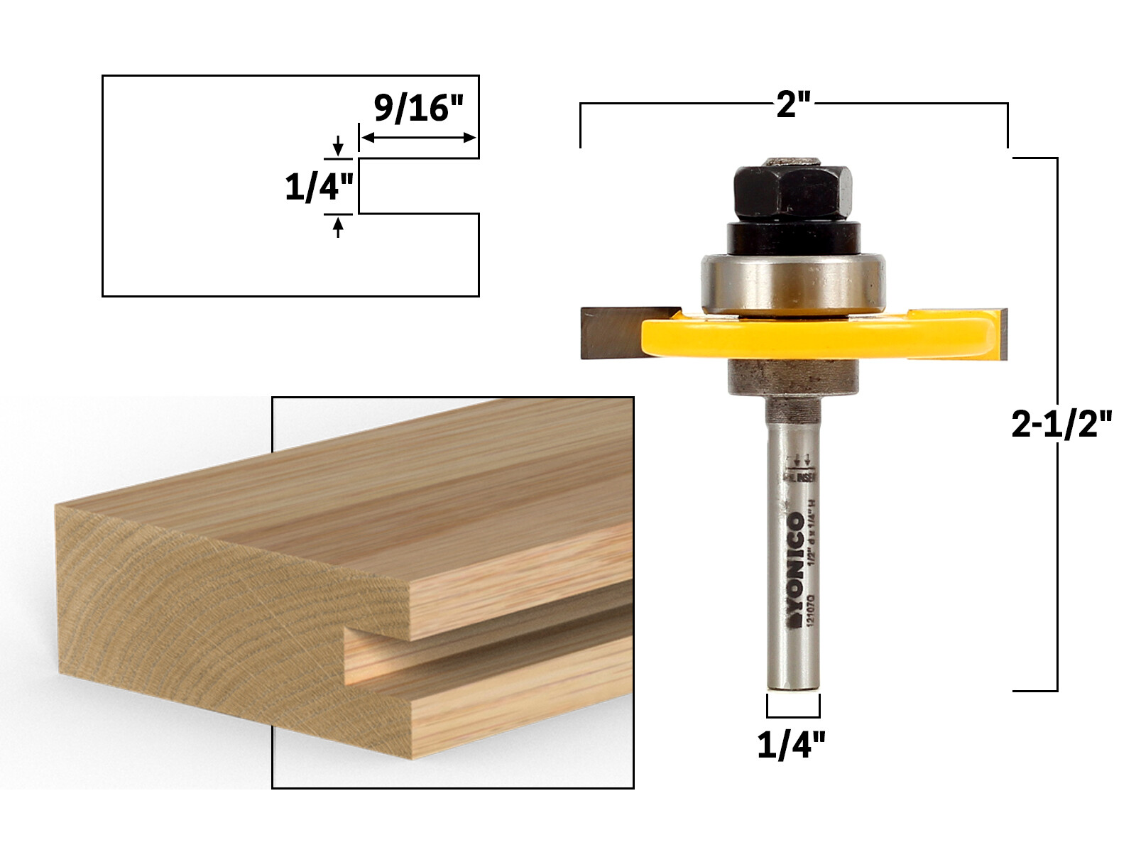 1/4″ Slotting Cutter Router Bit Assembly – 1/4″ Shank – Yonico 12107q