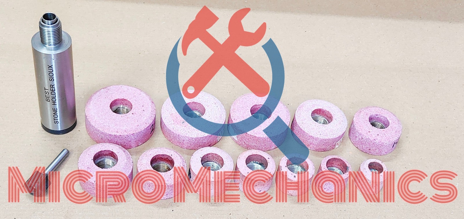 SIOUX VALVE SEAT PINK GRINDING WHEELS SET 12 PCS STONE HOLDER STAR DRIVE 11/16″F