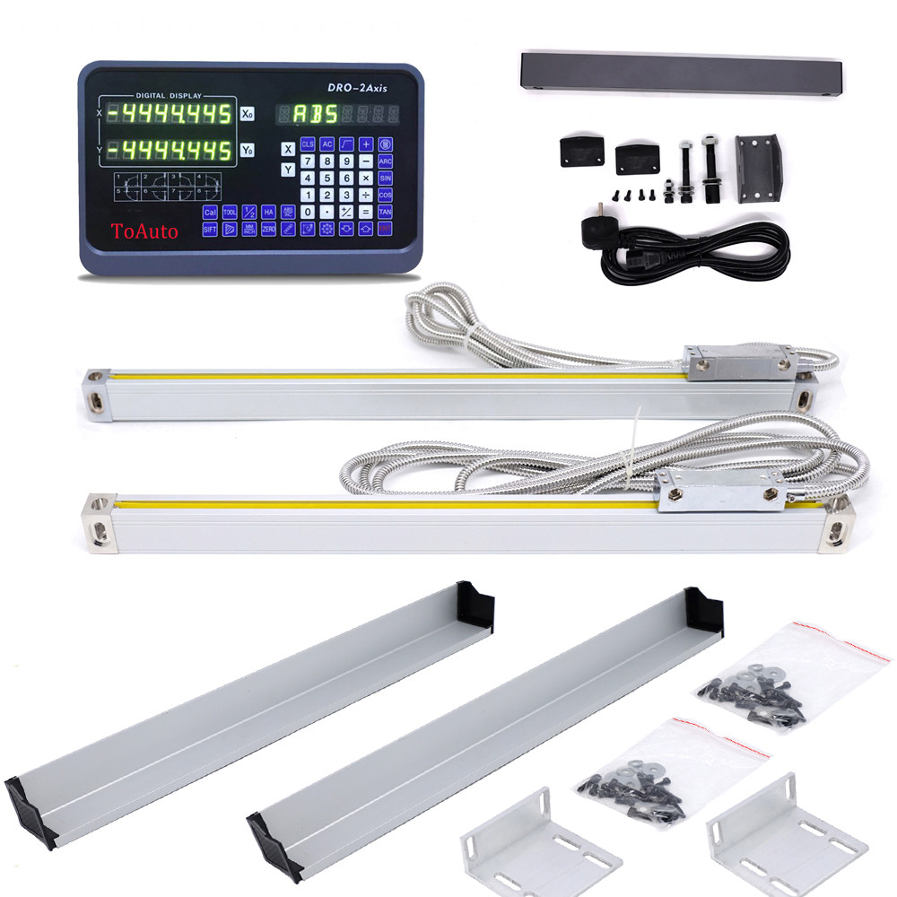 2Axis Digital Readout DRO Display 200+950mm Linear Scale for CNC Mill Lathe, US