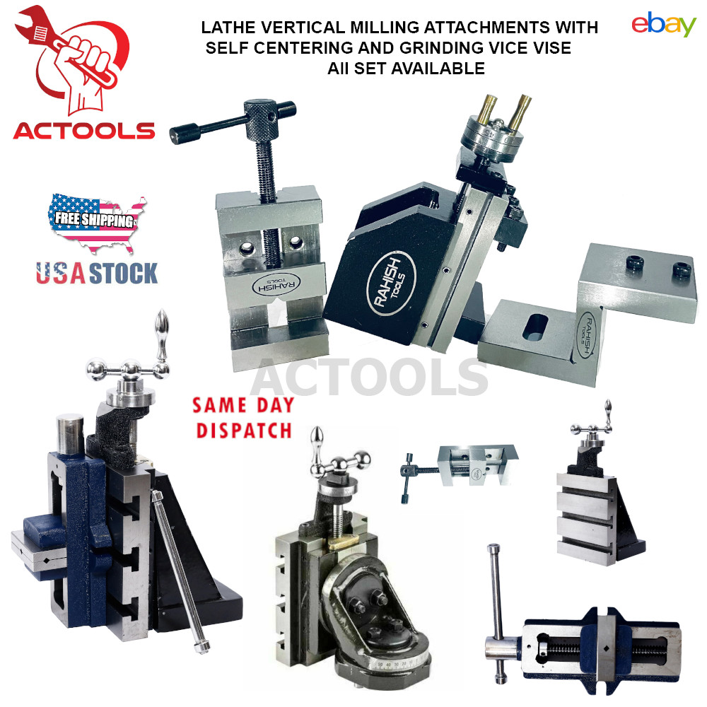 Lathe Vertical Milling Attachments With Self Centering And Grinding Vice Vise US