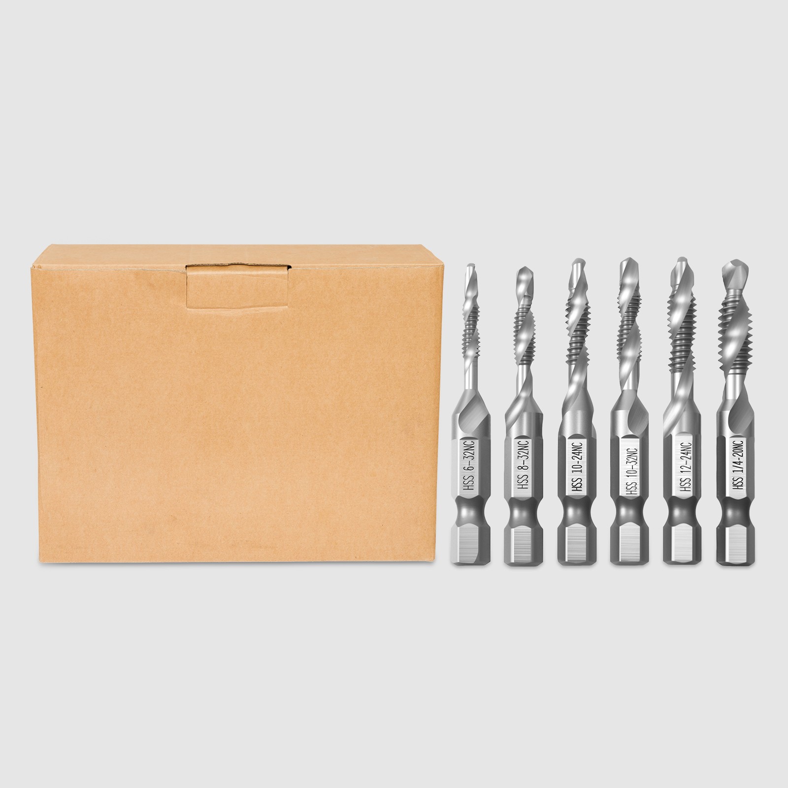 12-Piece Drill Tap Set, American Standard Drill Tap Set High-speed Steel 4341