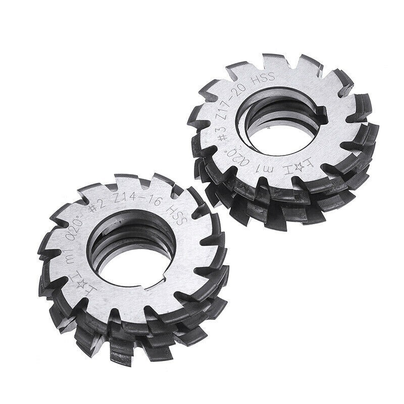 8pcs M1 20 Degree HSS Involute 1-8 Gear Cutter + 1pc 7/16″ 22mm R8 Shank Arbor