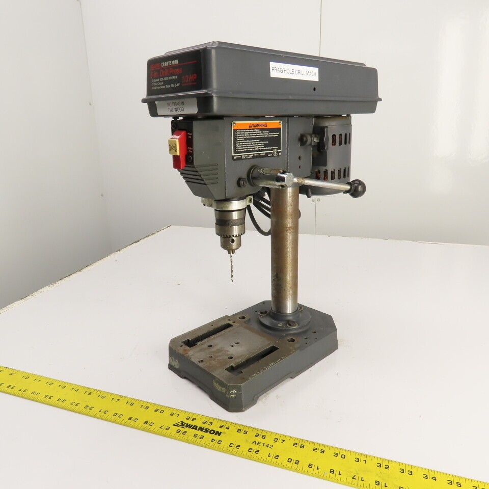 Sears Craftsman 3-Speed 8″ 1/3HP Drill Press 115V Single Phase 620-1300-3100RPM