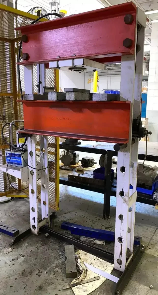 100 TON OTC TOOL “1854” HYDRAULIC H-FRAME SHOP PRESS – Work Supports – #30819