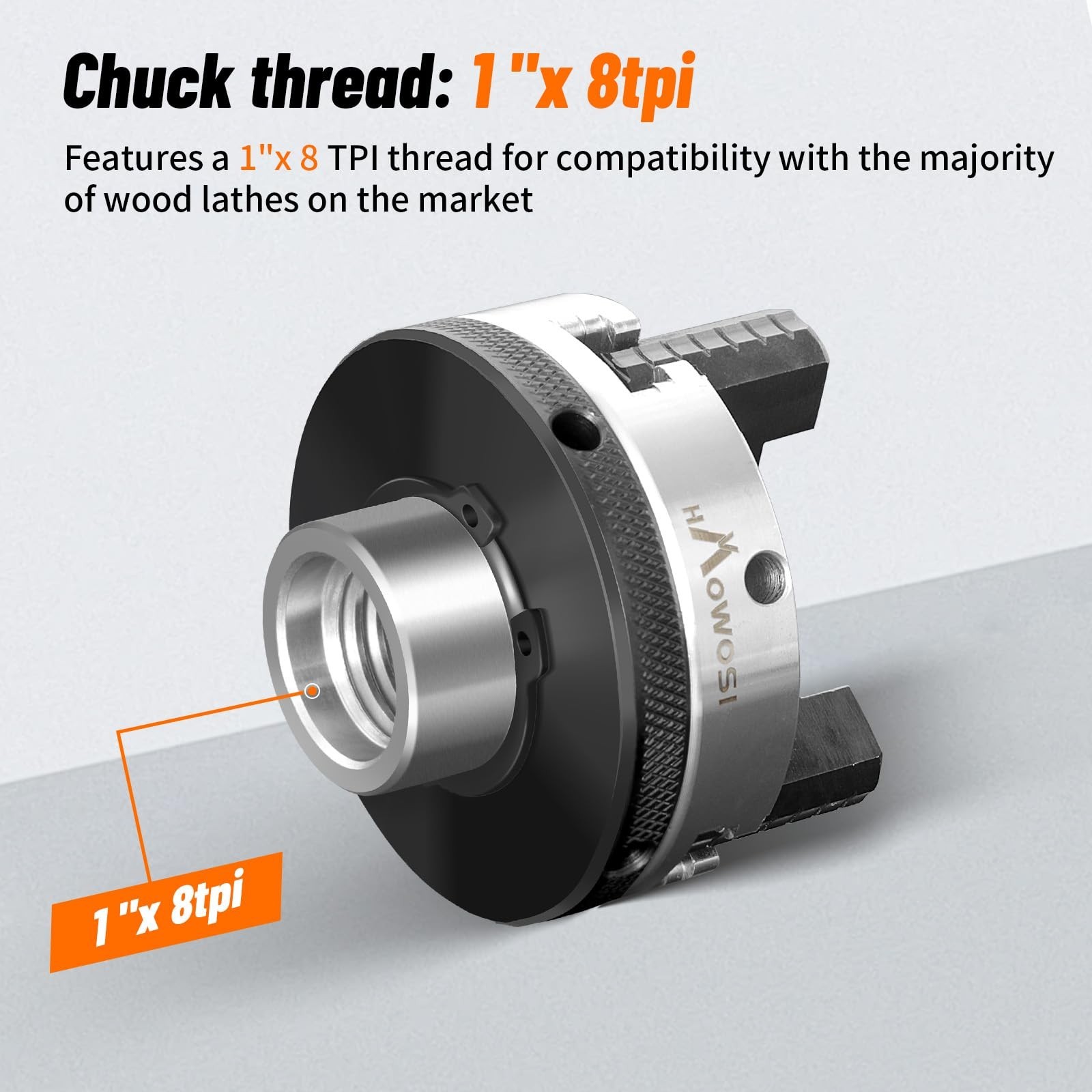 Wood Lathe Chuck,3 inch 3 jaw With MT-1 and MT-2 Arbor Shank,with 1 x 8TPI Th…