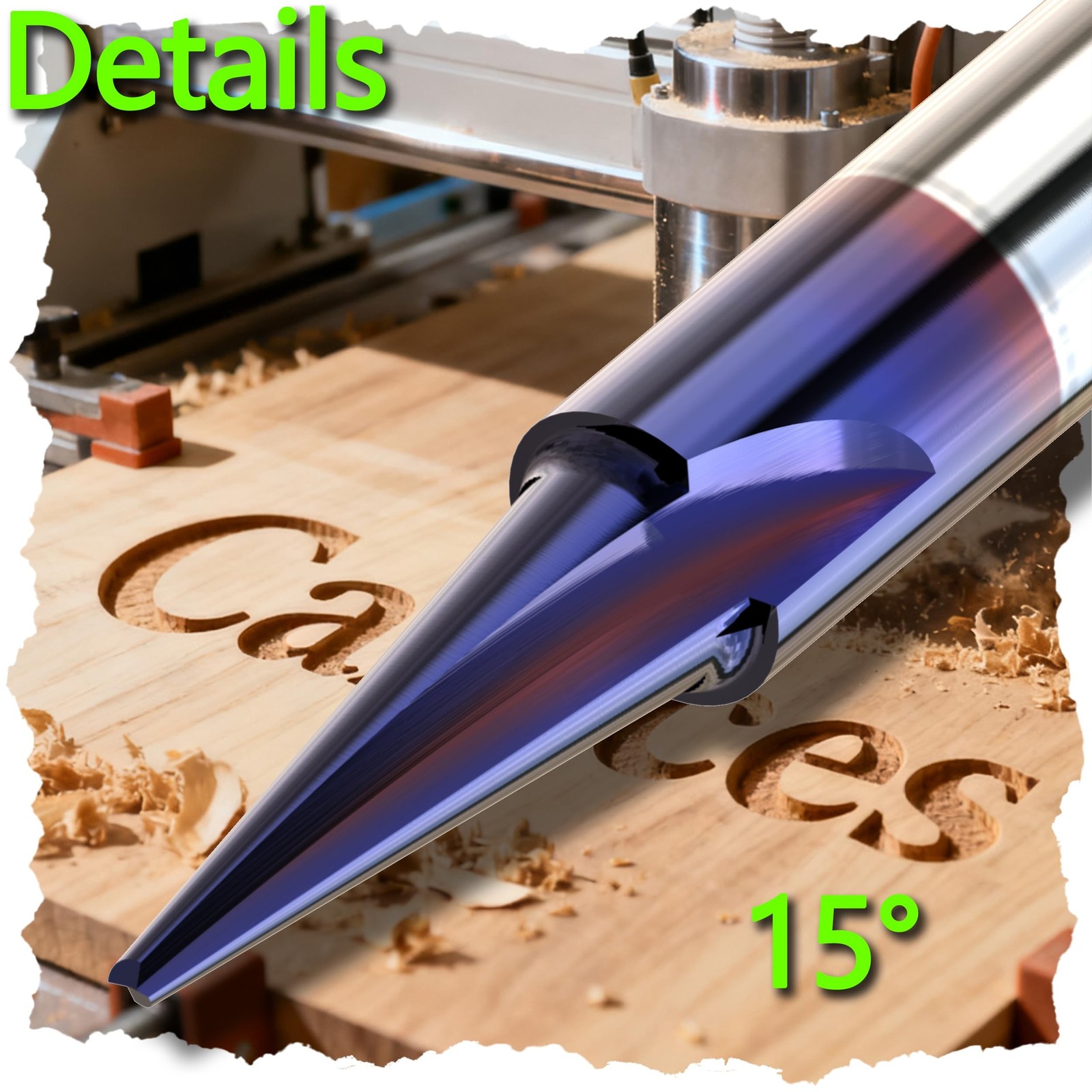 Engraving CNC Wood Carving Router Bit Set 1/4 Inch Shank 15°, 20°, 60&