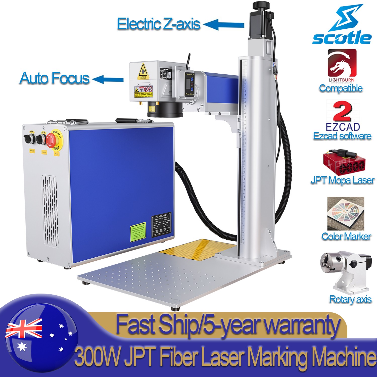 300W Auto Focus JPT M7 Fiber Laser Marking Engraving Machine Metal Steel Marker
