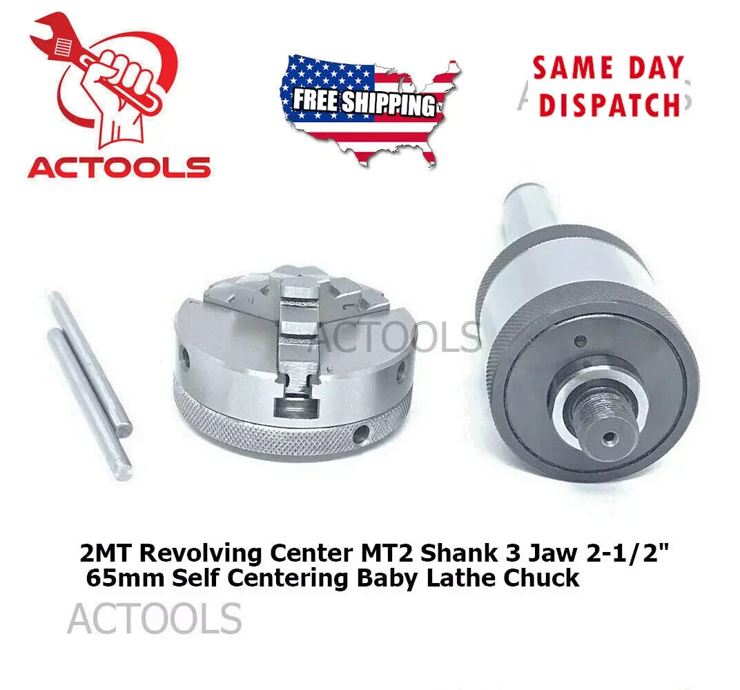 2MT Revolving Center 3 Jaw 2-1/2″ 65mm Self Centering Baby Lathe Chuck US