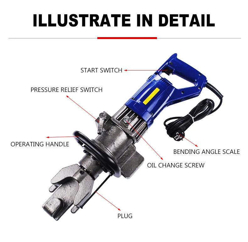 750W Hydraulic Electric Rebar Bender Handheld Rebar Bender, Bar, RB-16