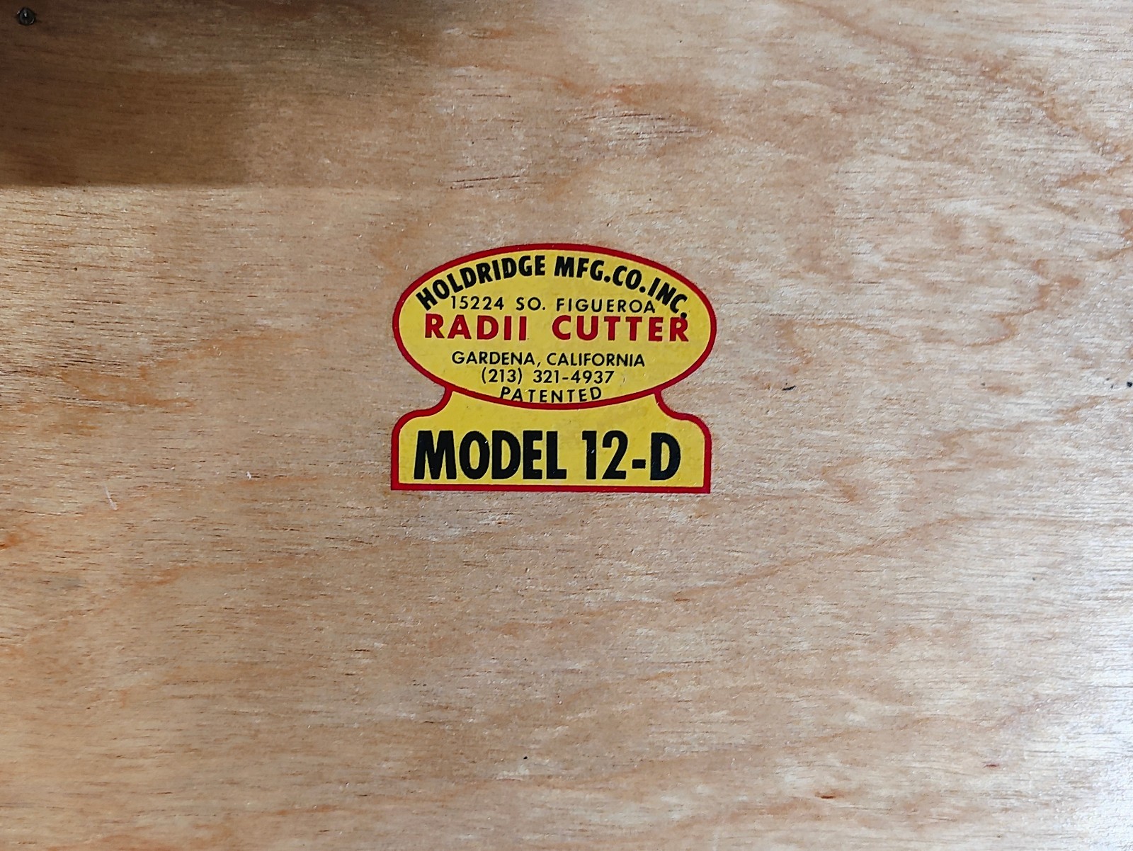 Holdridge Radii-Cutter Model 12d Radius Cutting Attachment in Wood Case A24Z