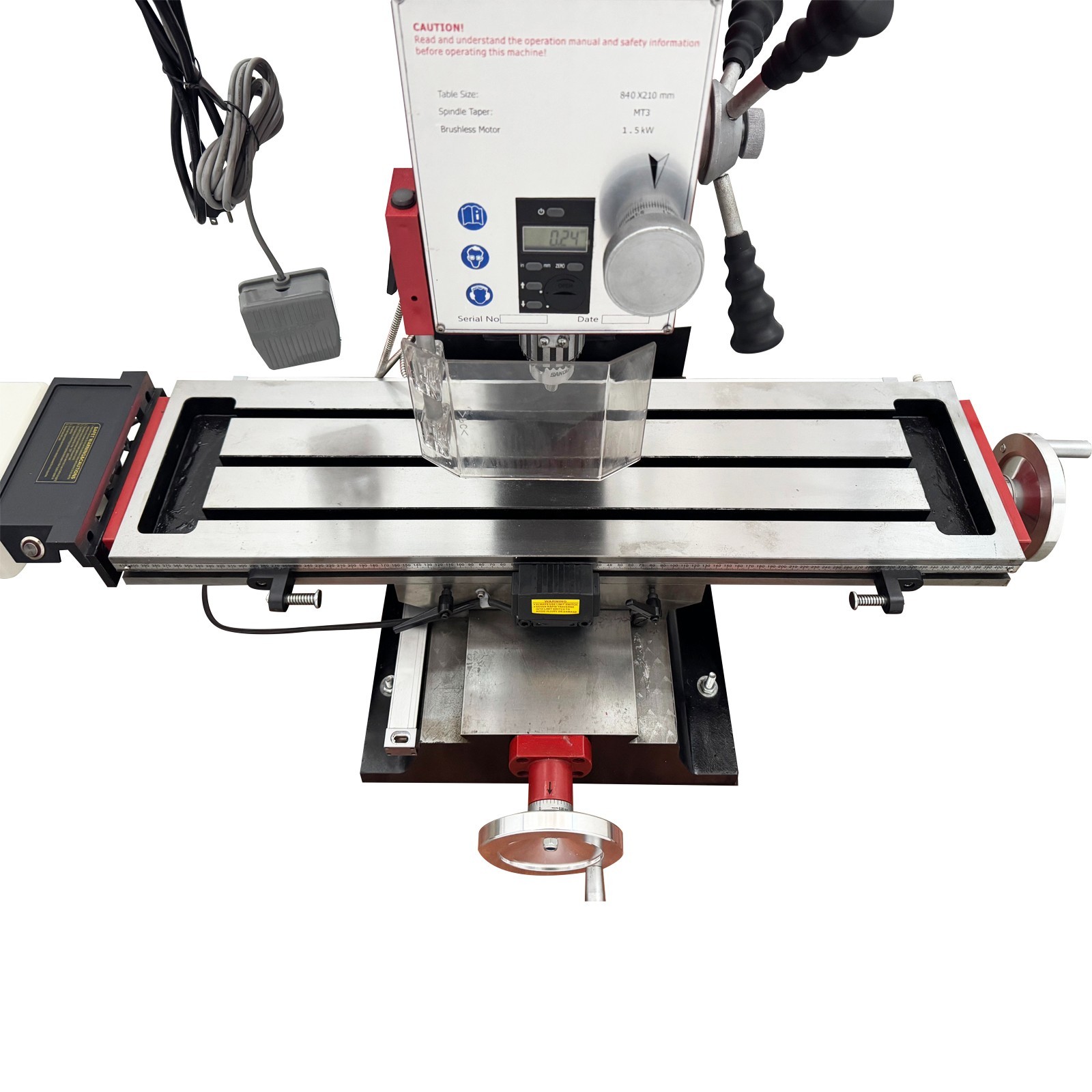 Precision Milling and Drilling Machine 1500W 3-Axis 50-2250RPM for Metalworking