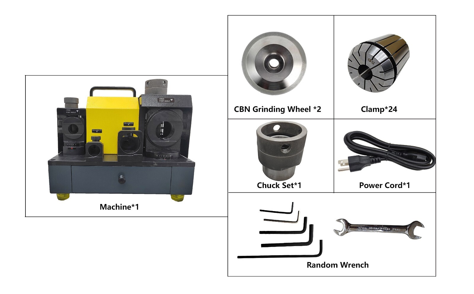 24Clamp φ3-φ26mm End Mill Grinder Drill Bit Sharpener Sharpening GrindingMachine