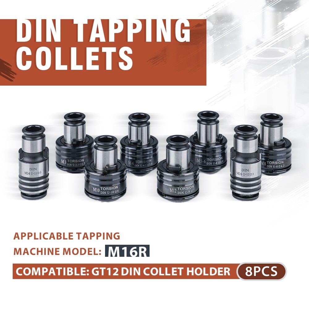 8PCS GT12 DIN Tapping Collets Torque Collet for M16R Tapping Machine