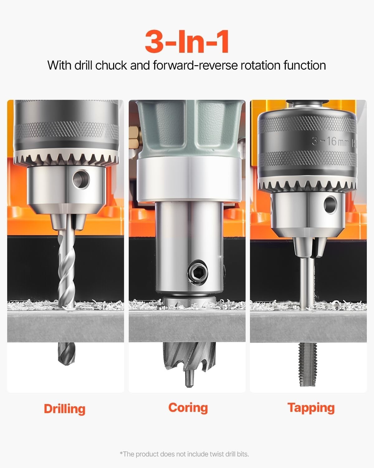 1450W Portable Magnetic Drill Press with 6 Coring Bits – Precise Metal Drilling