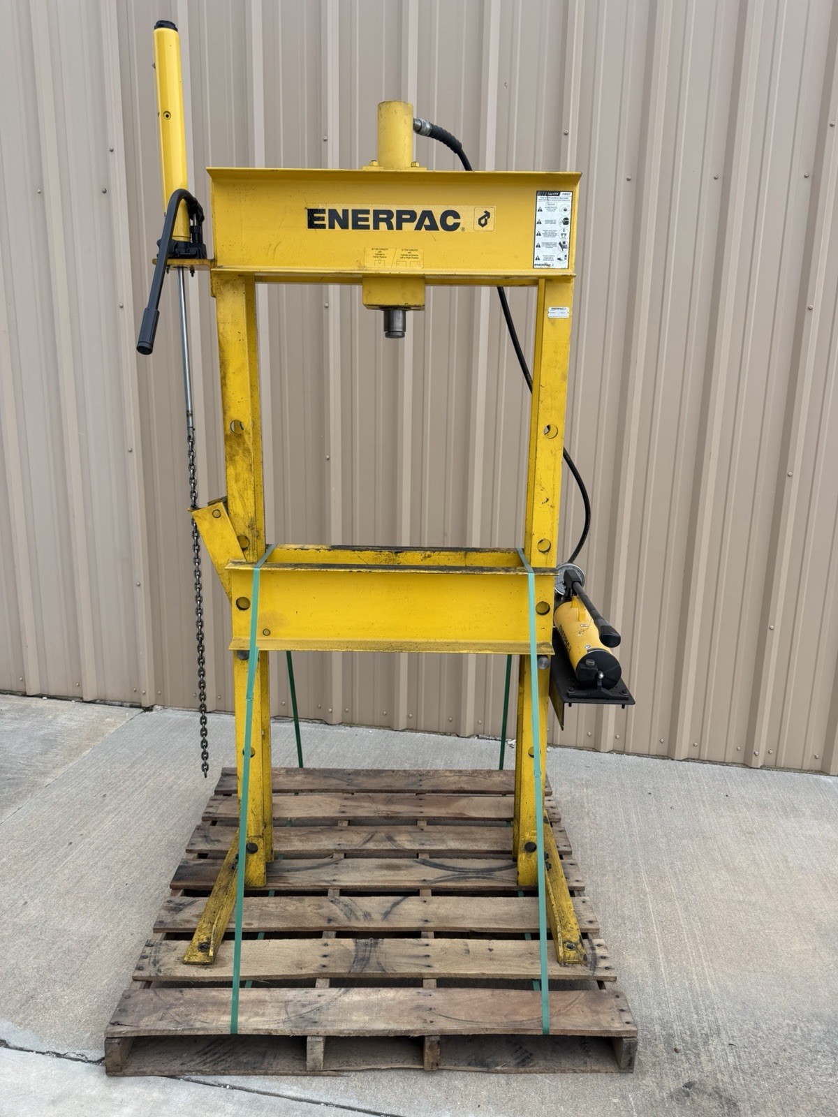 ENERPAC 25 TON H FRAME MOVABLE HYDRAULIC CYLINDER PRESS WITH TABLE LIFT CYLINDER