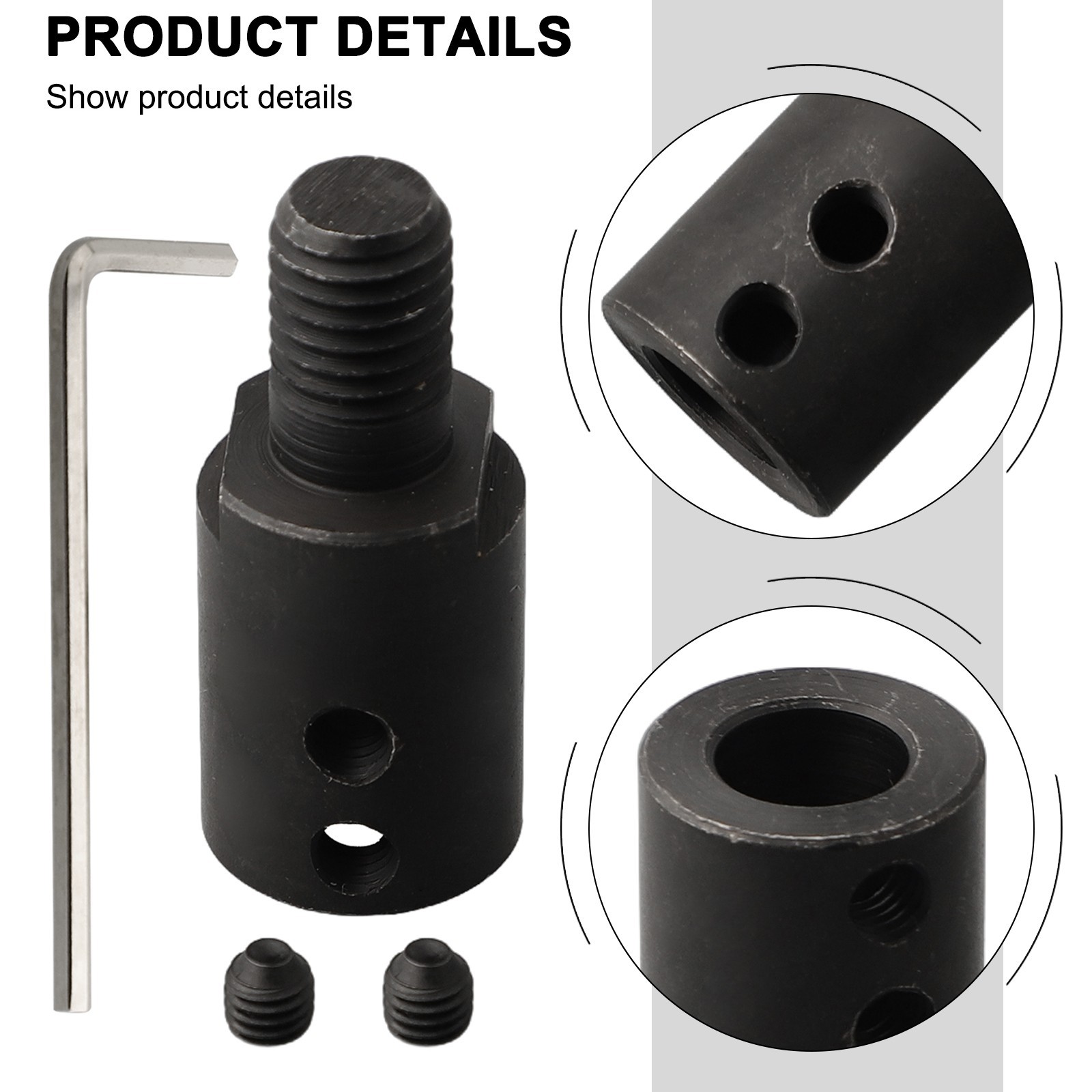 Black/Silver Shaft Motor Coupling Socket Adapter for Saw Blade Grinding