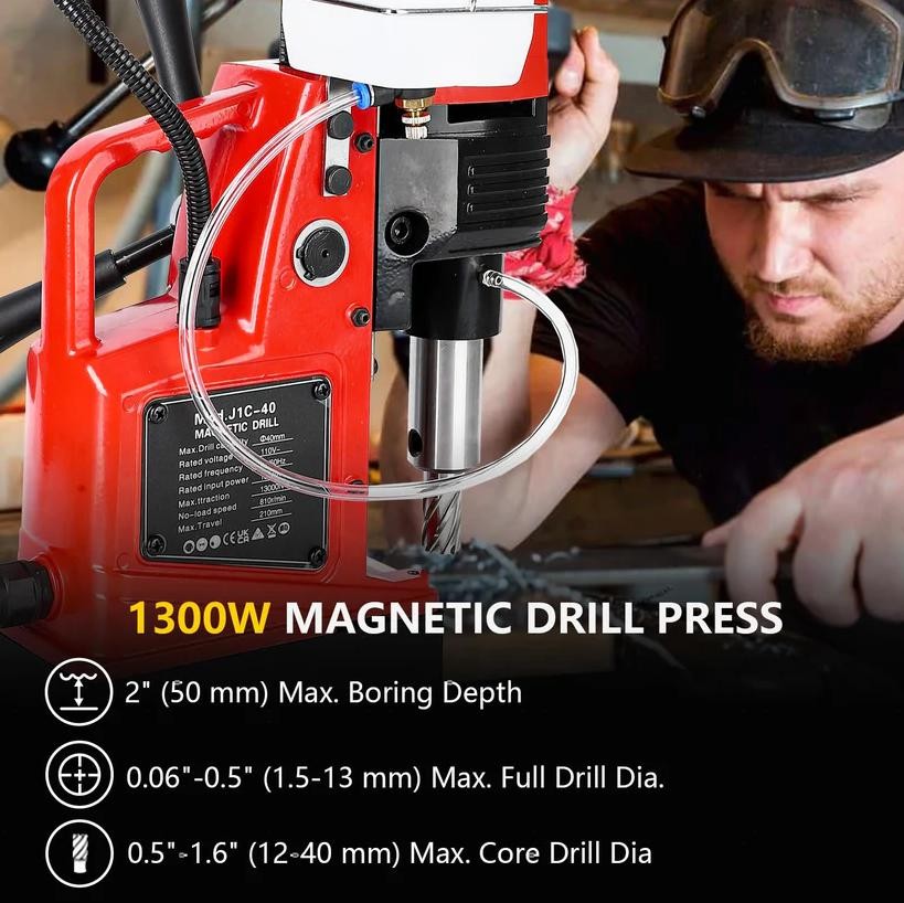 Garvee 1300W Magnetic Drill Press 810RPM Portable Core Drill for Home Industrial