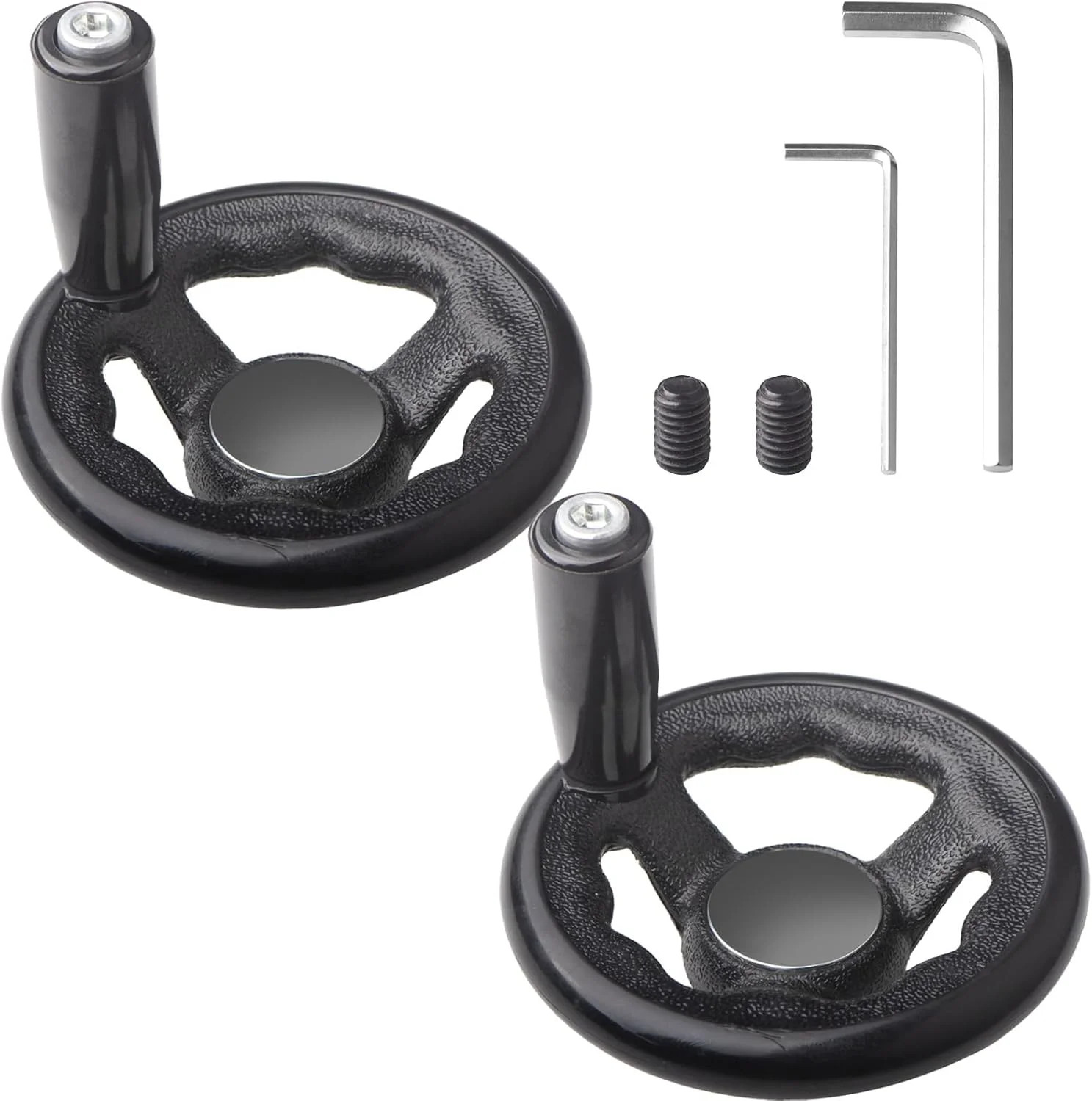 2 Pack Hand Wheel Three-Spoke Lathe Controller Crank Revolving Handwheel for Mil