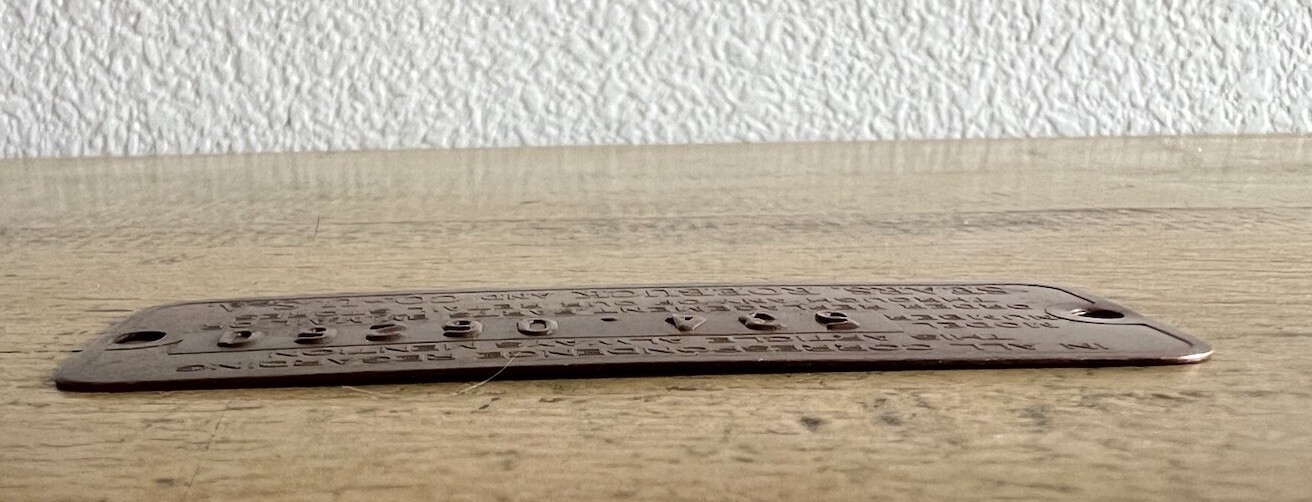 Sears Roebuck Serial Number Plate 534.06260 Lathe Metal