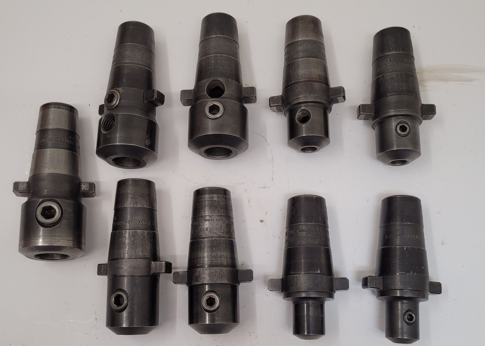 Scully Jones Xpress Change End Mill Holder – Lot of 9 – Various Sizes