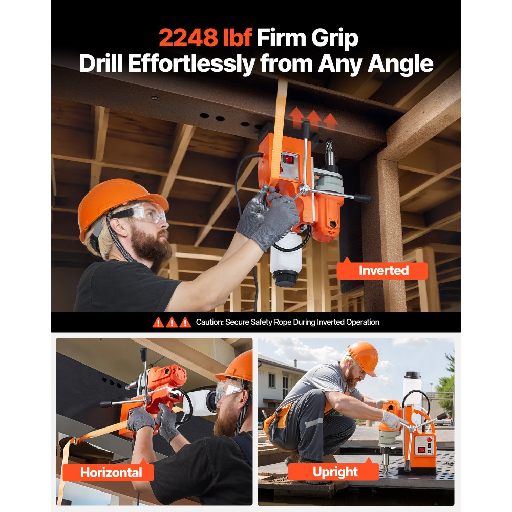 Magnetic Drill Press Mag Drill Press 1200 W 1.5 in Boring Diameter 900 RPM