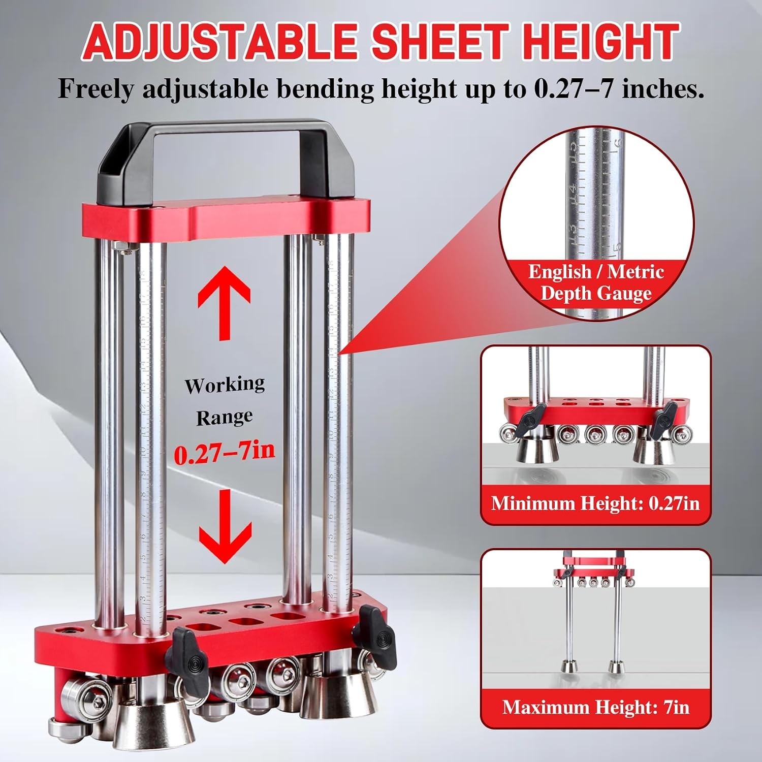 Lightweight 2-Station Metal Bender with 0.27–7 Inches Bending Height & Gauge