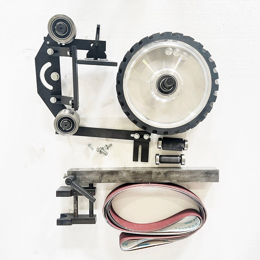 72″-82″ Sand-Belt Grinder with 3 Grinding Wheel for Arc/Flat/Concave Grinding