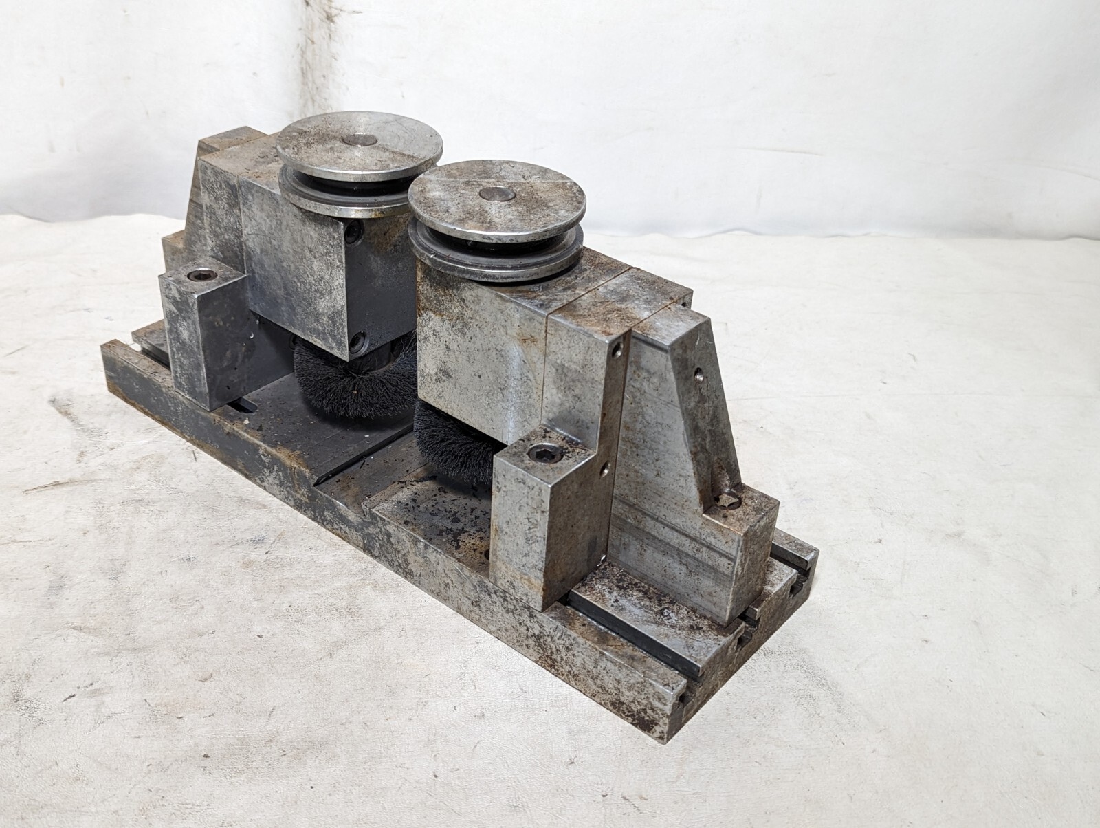 Custom-made pass-through deburrer/polisher, adjustable, as pictured