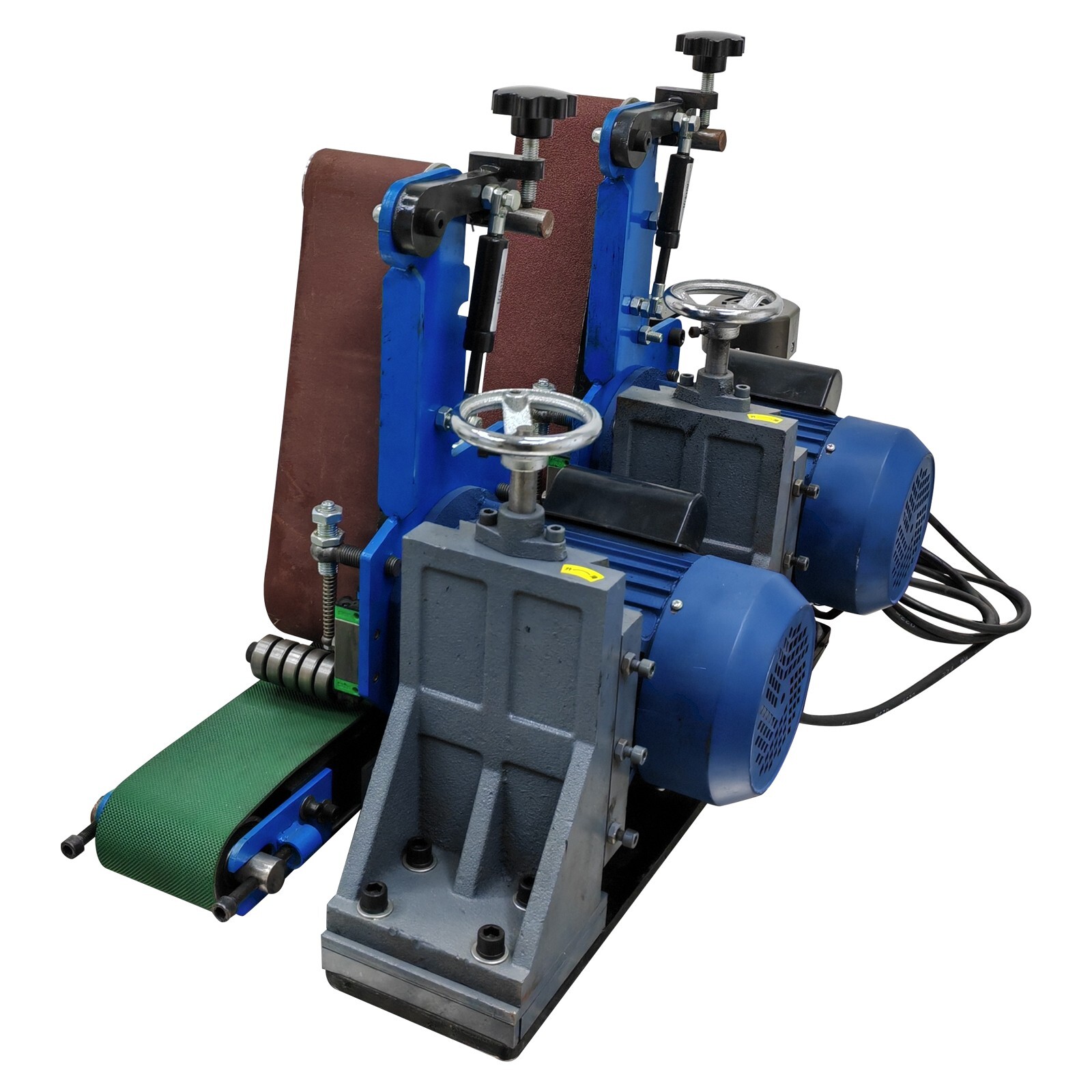 Two stations Surface Belt Sander Polishing Rust Drawing Deburring Machine 220V