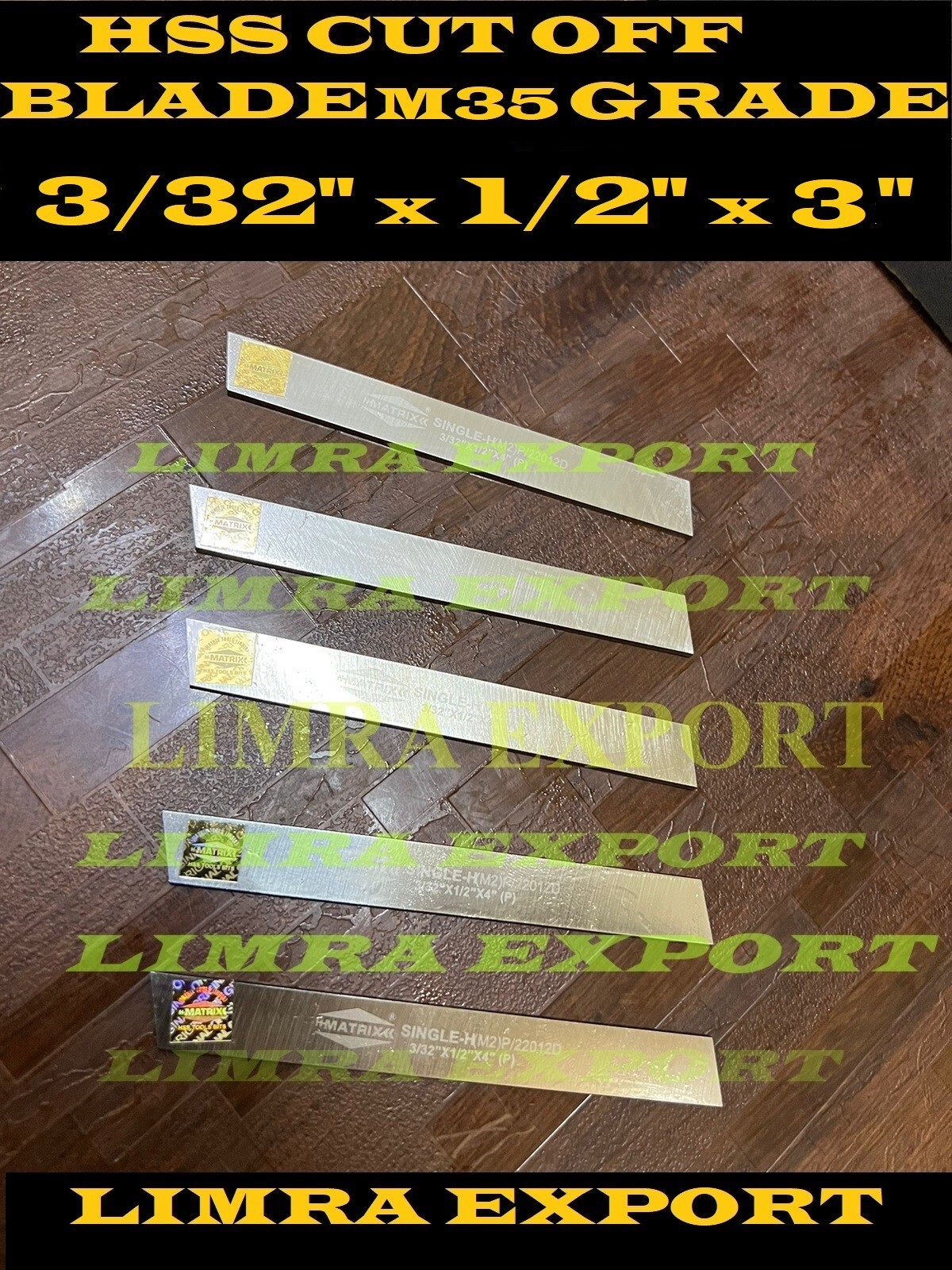5x Cut Off Blade 3/32″ x 1/2″ x 3″ M35 Grade HSS 5% Cobalt Parting Tool HARDENED