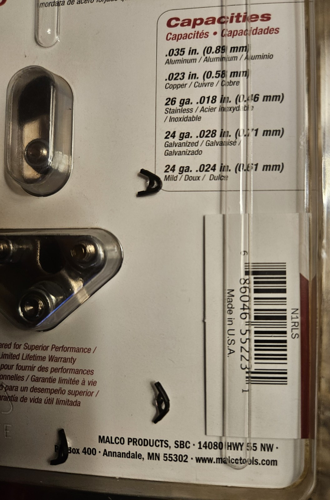 Malco N1R Starter Punch – V Notch 13/16 Size, Steel Material, New Sealed