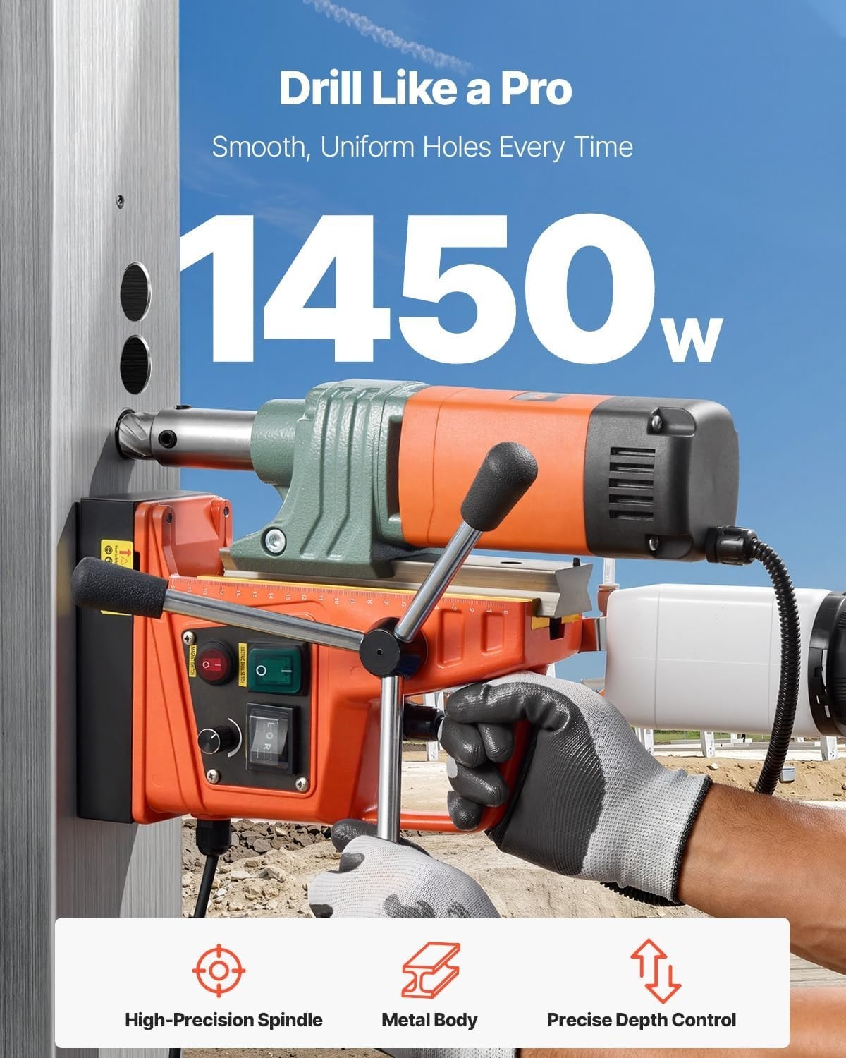 2922 lbf Magnetic Drill – Variable Speed 2″ Core Drilling Machine with 6 Cutters