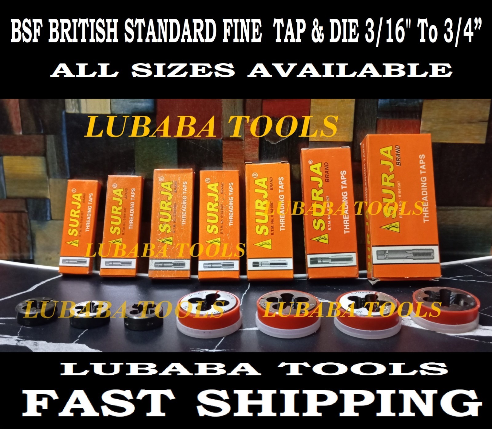 BSF BRITISH STANDARD FINE TAP & DIE SET 3/16″ To 3/4” ALL SIZES AVAILABLE