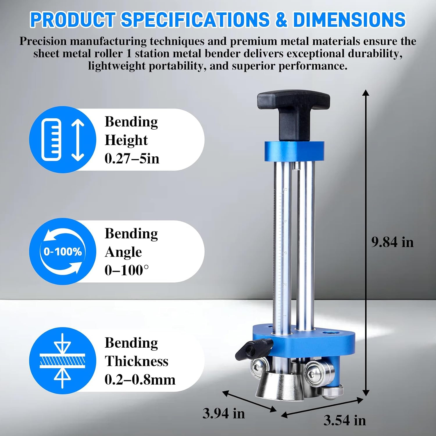 Sheet Metal Roller 1-Station Metal Bender, Professional Sheet Metal Roller Bende
