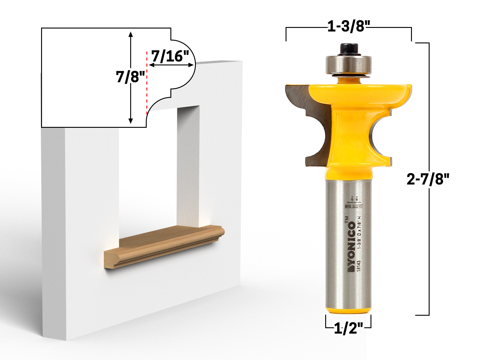 7/8″ Window Sill Router Bit – 1/2″ Shank – Yonico 18143