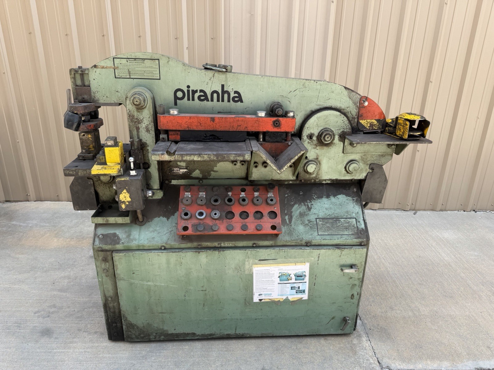 PIRANHA P3 50 TON IRONWORKER PUNCH SHEAR NOTCH ANGLE PUNCHES INCLUDED FOOT PEDAL