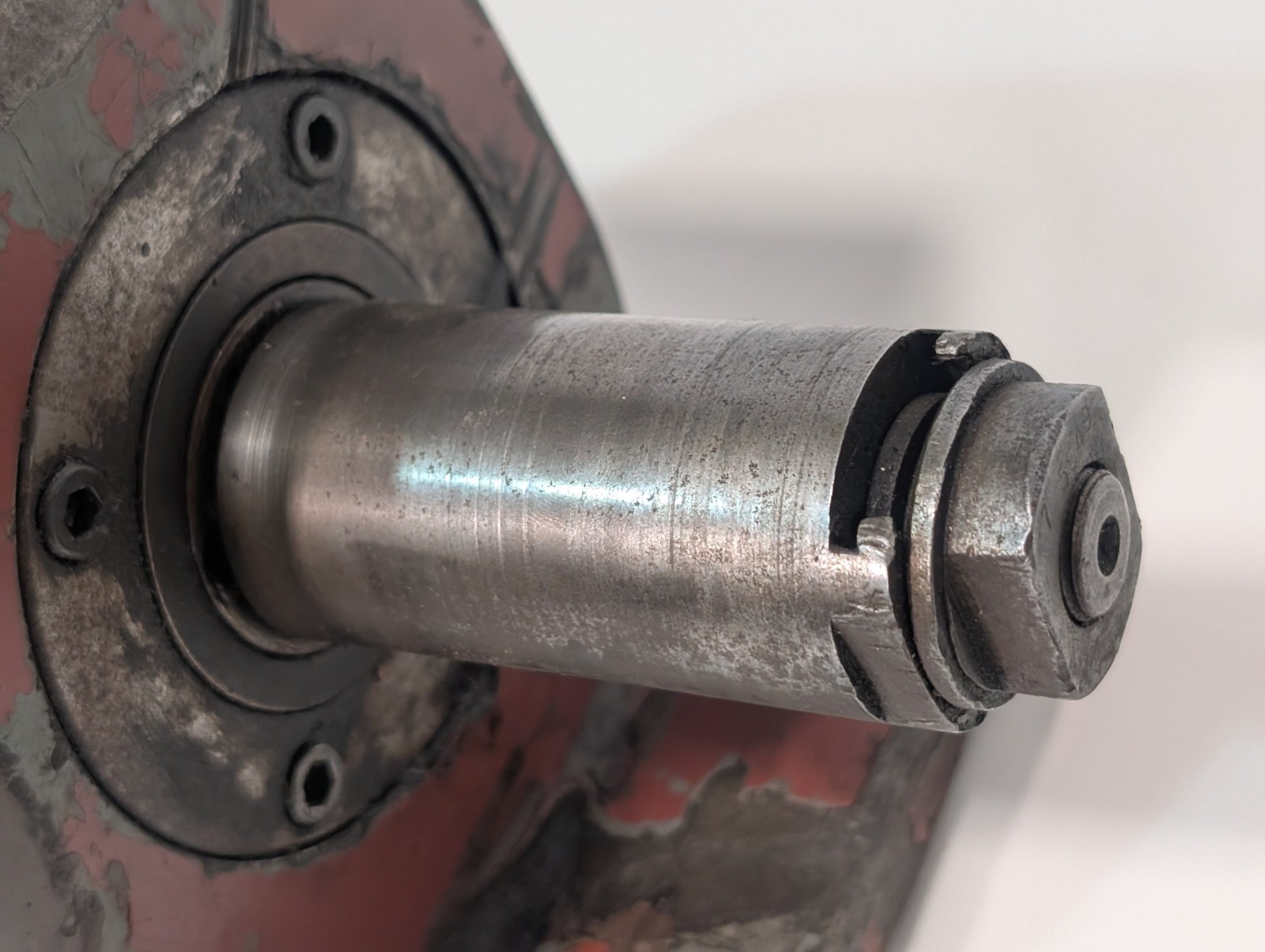 Vintage Red Head Industrial Grinding Machine Spindle Head, Unknown Model