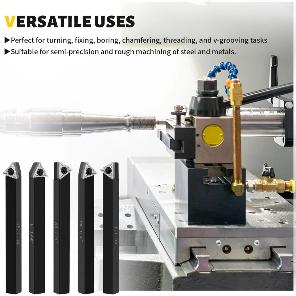 Metal Lathe Cutting Tools,5 Sets of 1/4 Carbide Metal Cutting Tool Bits Kit，I…