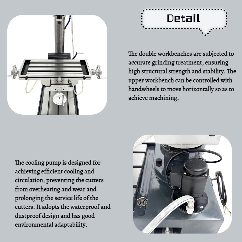 Milling Drilling Machine Vertical for Drilling Milling and Tapping Feed 220V
