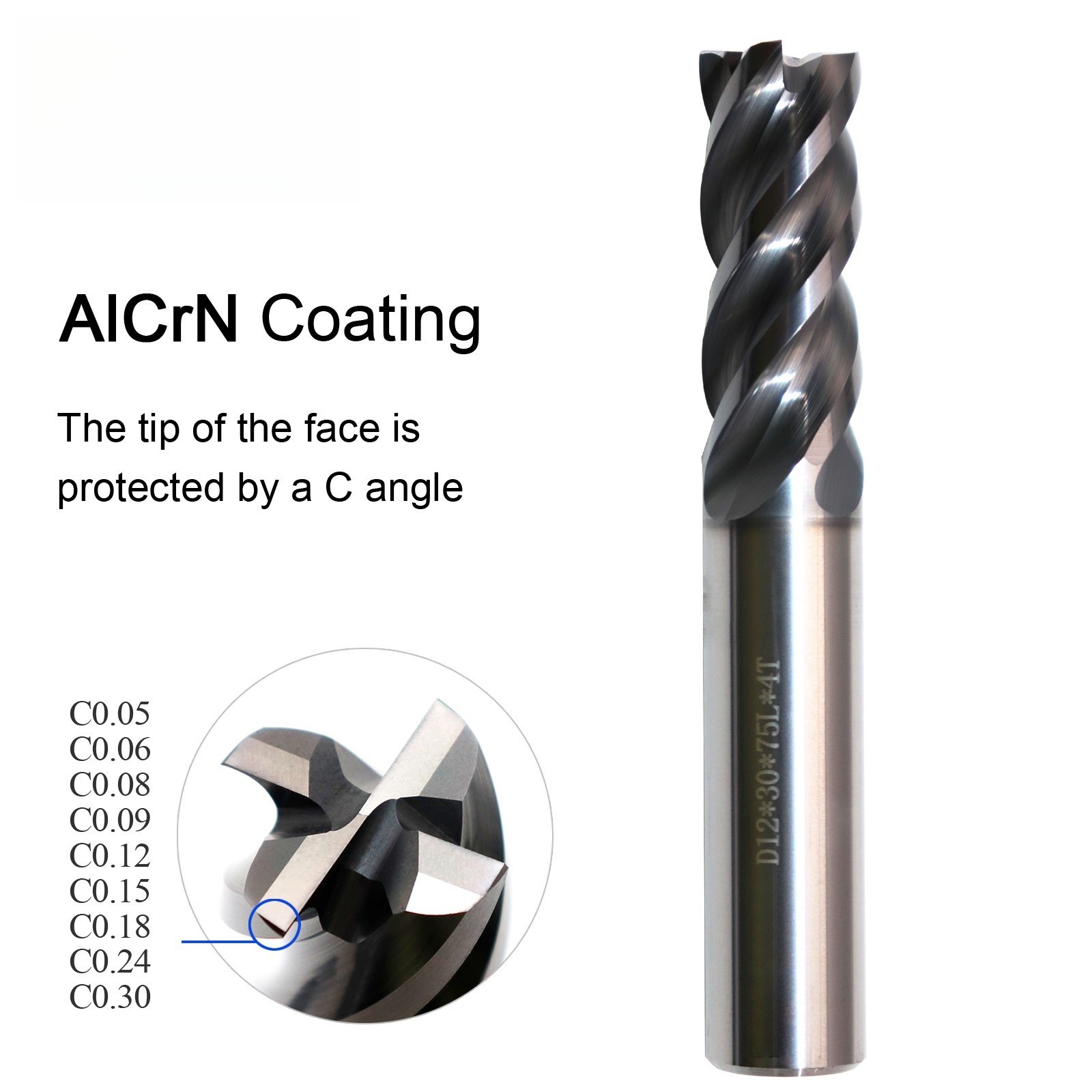4Flute Carbide Endmill AlCrN Coated for machining stainless steel,titanium alloy