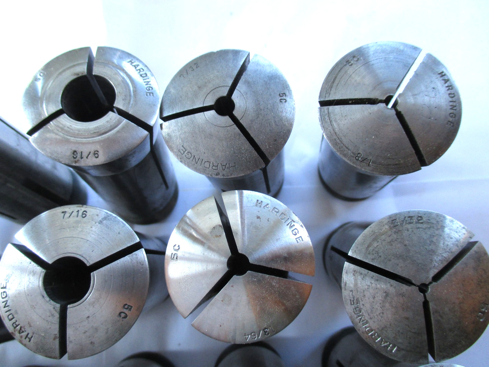 Lot Set of 30 Hardinge 5C Collets. Range Is 3/64 to 1″. Half w/Internal Thread