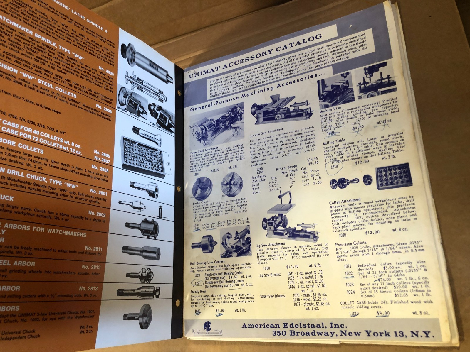 Unimat SL Edelstaal Catalog (No UA/72) + Edelstaal Cutting Tool System Brochure