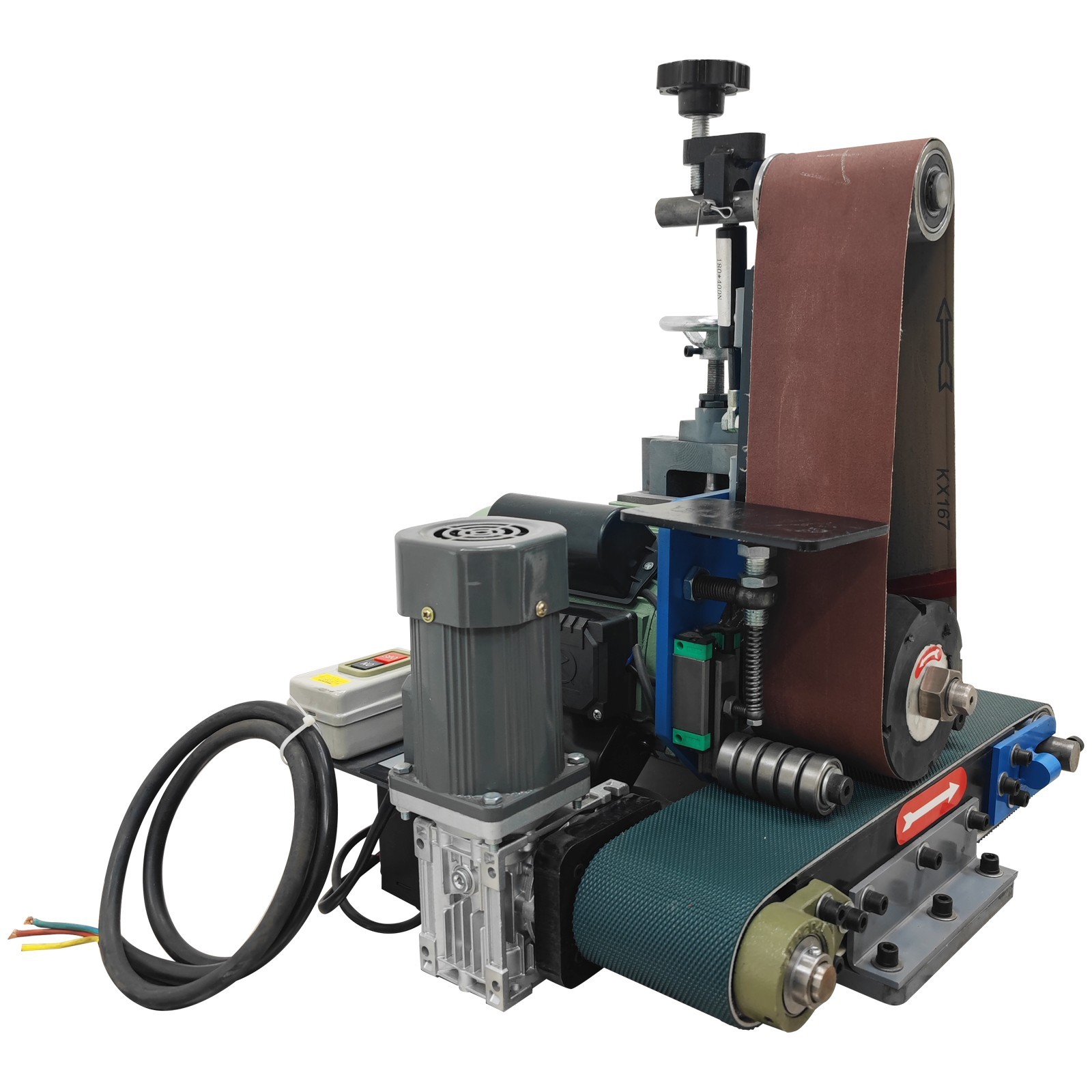 220V Flat Polishing &Sharpening Machine Single-Head Belt Sander Rust Deburring