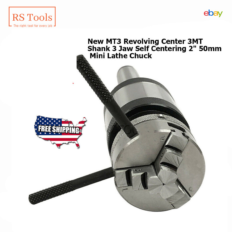 Mini Lathe Chuck MT3 Revolving Center 3MT Shank 3 Jaw Self Centering 2″ 50mm